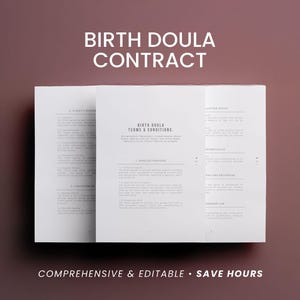 Plantilla de contrato de doula de parto: Acuerdo editable con el cliente para apoyo en el trabajo de parto y el parto