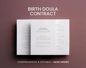 Birth Doula Contract Template: Editable Client Agreement for Labor & Delivery Support