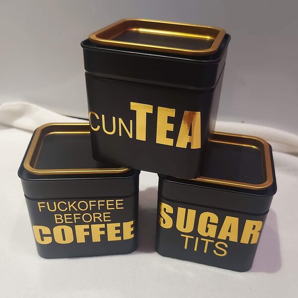 Tea Coffee Sugar Canisters Etsy UK