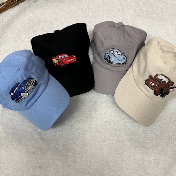 Disney Lightning McQueen, Mater, or Sally Embroidered Dad Style Adult Baseball Hat, Movie, Cars