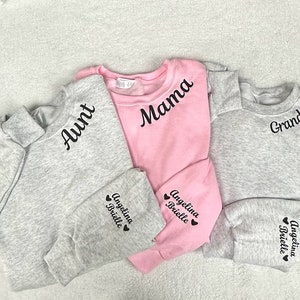 Aunt, Nana, Grandma, Mom, Etc. Embroidered Crewneck Sweatshirt, Children's Names Embroidered Sleeve, Birthday Gift, Mother's Day, Holidays