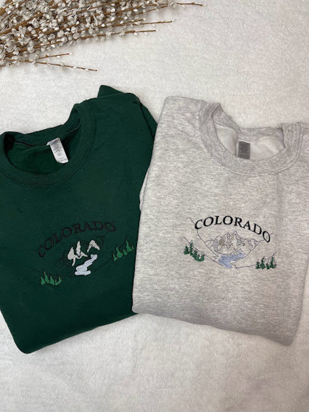 Colorado State Outdoor Mountain View Embroidered Crewneck - Etsy
