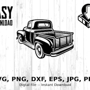 Vintage Pickup Truck Svg, Classic Car Png, Retro Truck Eps, Dxf, Jpg Files, Cricut, Vector Clipart, Digital Download, Auto Art