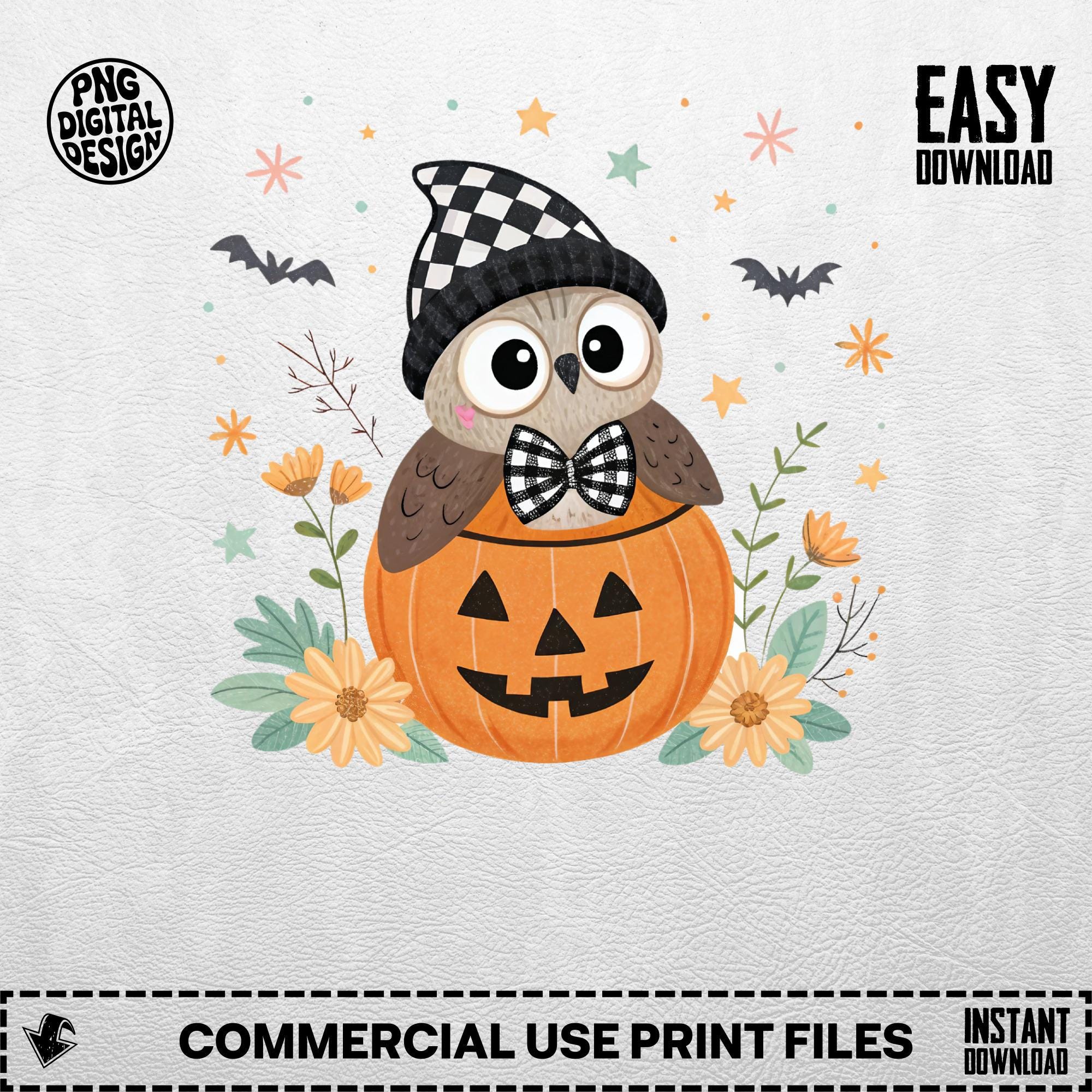 Halloween Owl PNG, Pumpkin Digital Download, Spooky Season Print, Cute Autumn Art, Fall Printable, D