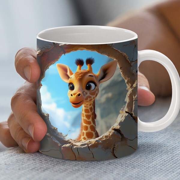 Cute Giraffe Digital Mug Wrap, Child Friendly Animal Print, Instant Download PNG, Coffee Mug Digital Wrap