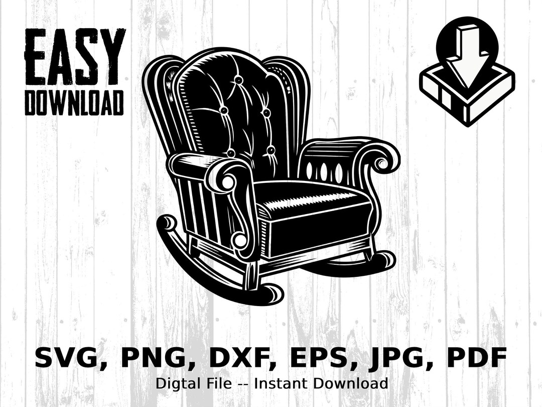 Rocking Chair Digital Svg, Antique Armchair Png, Vintage Seat Eps, Dxf ...
