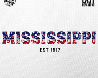 Mississippi Png, Floral USA Png, 4th Of July PNG, Mississippi Sublimation Design, America Coquette Png, Patriotic Png Digital Download