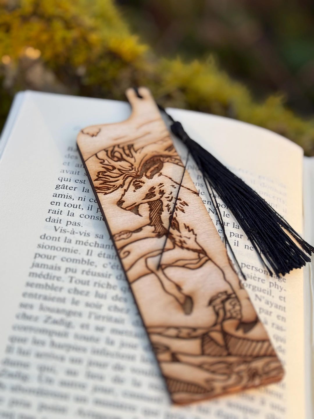Buck Bookmark Customizable Bookmark Deer Wood / Engraved Bookmark / Illustration ...