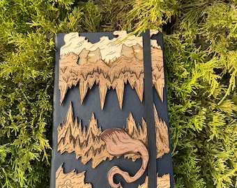 Mimic Book Note / Monster Book / A5 Lined Wood Writing Notebook / Fantasy Notebook / Faery