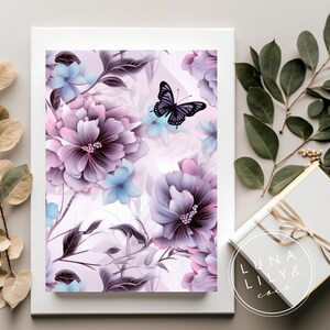 seamless flower wrap, lilac flower clipart, pink peonies, floral seamless file, butterflies and flowers, Abstract Floral Wildflower, Boho Floral, watercolor seamless pattern, watercolor flowers, Boho Vintage Floral, Anemones, poppies, peony, poppy