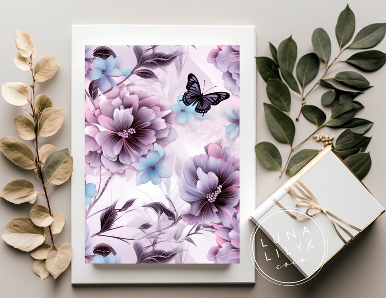 seamless flower wrap, lilac flower clipart, pink peonies, floral seamless file, butterflies and flowers, Abstract Floral Wildflower, Boho Floral, watercolor seamless pattern, watercolor flowers, Boho Vintage Floral, Anemones, poppies, peony, poppy