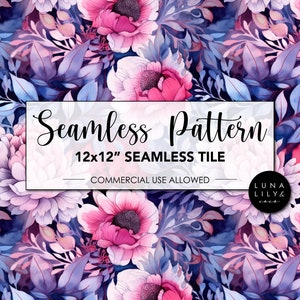 Floral Seamless Pattern Tile, Flower Pattern, Floral Prints, Colorful Floral Seamless Digital Pattern, Repeating Pattern, Digital Download