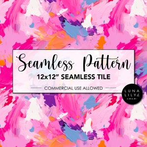 Painted Background, Brush Strokes, Abstract Digital Papers, Sublimation Designs, Pink Abstract Seamless Pattern, Artistic, Repeating Pattern