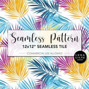 Tropical Foliage Seamless Pattern, Watercolor Tropical Pattern, Tropical Prints, Tropical Leaves, Palm Leaves, Repeat Pattern, Digital Art