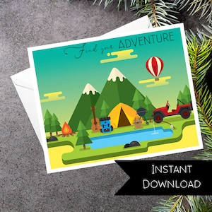 Lot de 5 cartes de camping vierges à téléchargement numérique