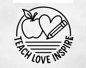 Teach Love Inspire SVG | Teacher PNG Cut File for Cricu | Back to School Shirt Design | Apple Pencil Heart SVG Download