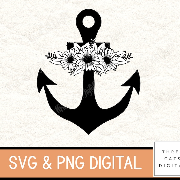 Anchor svg, floral anchor svg, nautical anchor svg, Daisy svg, Anchor png
