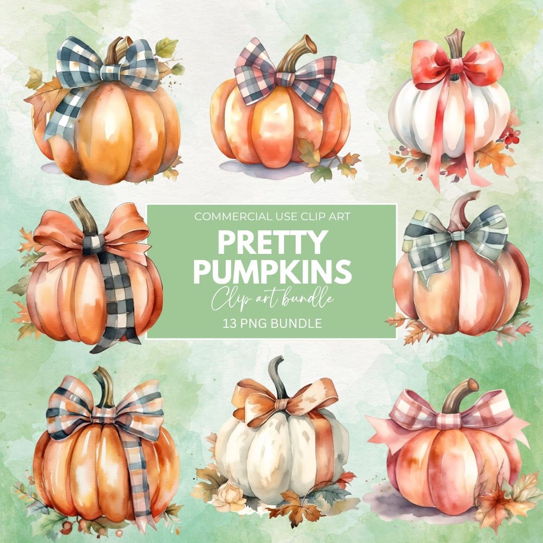 Watercolor Autumn Clipart Bundle, Pumpkin Clipart, Fall Elements Clip ...