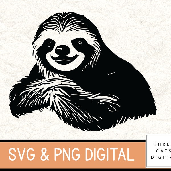 Sloth svg, Sloth png, commercial use, cut file, digital download, sloth sketch, realistic sloth