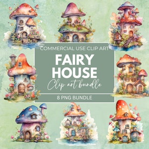 Fairy house, fairy clipart, Mushroom house, garden house PNG, Commercial use Clipart, watercolor clipart