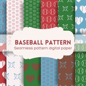 Baseball digital paper, baseball seamless pattern, baseball bundle