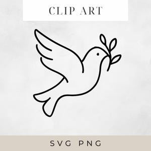 Dove with Olive Branch SVG PNG – Minimalist Peace Bird Line Art for Cricut, Memorial, Faith &Sublimation Crafts