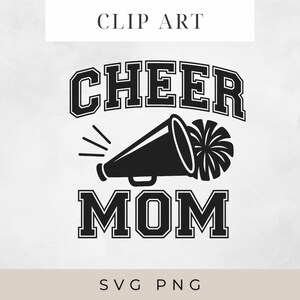 チアママSVG | メガホンポンポンPNGカットファイル（クリカット用） | チアリーディングシャツデザイン | ゲームデーSVG | デジタルダウンロード