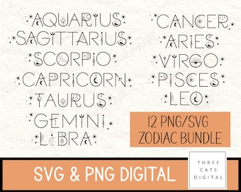 Zodiac svg, sterrenbeeld svg, astrologie svg, horoscoop svg, gemini svg, zodiac svg bundel, kanker zodiac svg, weegschaal svg, taurus svg,