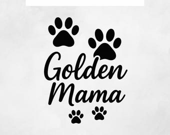 Golden Mama SVG PNG – hond moeder citaat ontwerp met pootafdrukken – Golden Retriever-clipart voor Cricut, shirts en sublimatie