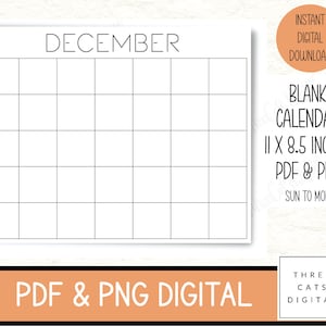 Blank Calendar, Blank Monthly Calendar, Calendar Template, Printable ...
