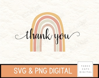 Thank you svg,  thank you card, png, instant digital download, rainbow svg,