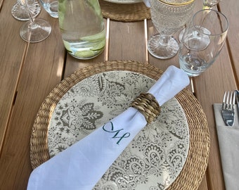 Embroidered Cotton Napkin / Wedding Napkin / Anniversary Napkin / Dinner Napkin/ Personalized / Table Serviette