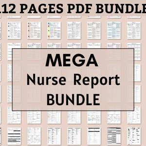 Megabundel verpleegkundigenrapport, afdrukbaar 112 pagina's Nursing Brain, IC-verpleegkundige, Medisch chirurg, patiëntenlogboek, dag- of nachtploeg, beoordeling patiënt