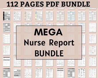 Nurse Report Mega Bundle, Printable 112 pages Nursing Brain, Icu Nurse, Med Surg, Patient Log, Day or Night Shift Sheet, Patient Assessment