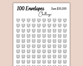20K Saving Challenge l 100 Envelope Challenge, Printable 100 Day Money Saving Challenge Tracker Chart - 20000 Savings, Digital Download