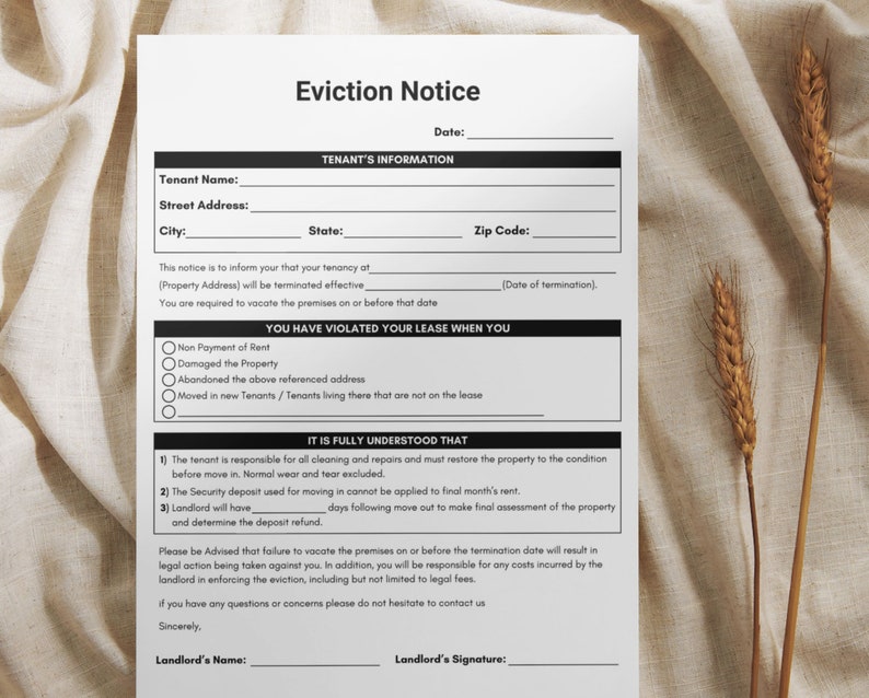 Eviction Notice | Printable Notice to Vacate Template | Lease ...