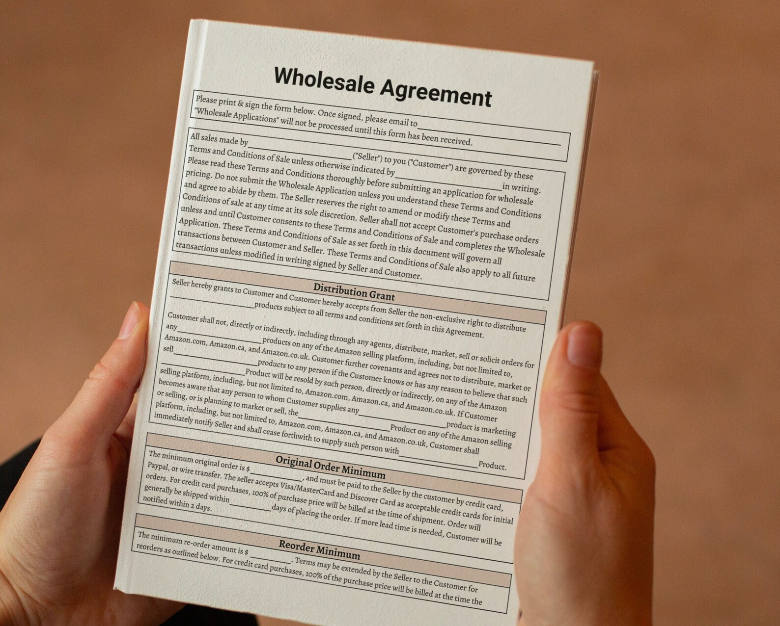 Wholesale Agreement, Wholesale Success Unleashed Contracts, Agreements