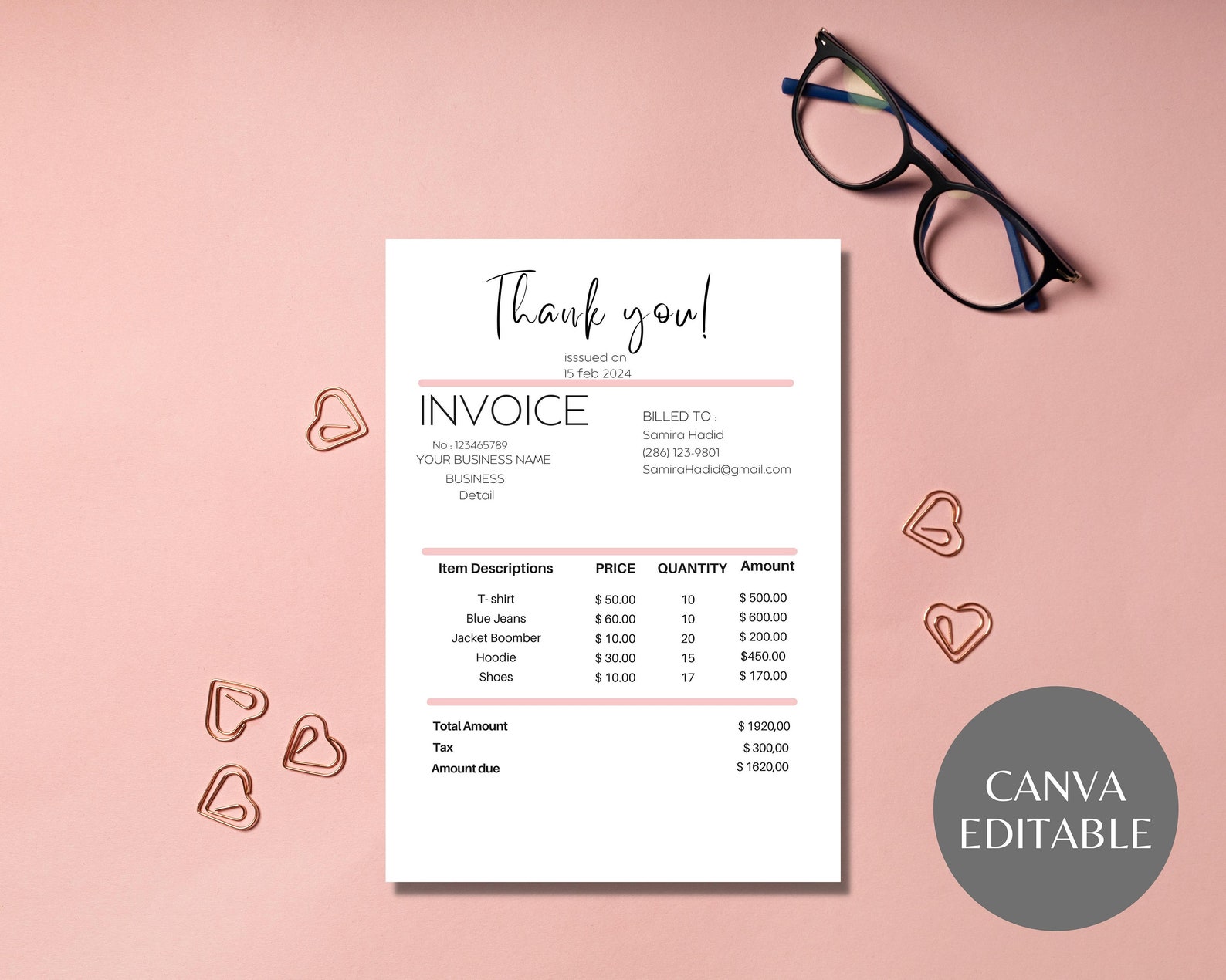 Invoice Template Pdf/google Docs/word Business Invoice. Etsy