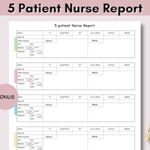 5 Patient Report Sheet Patient Report Sheet Printable,Nursing Med Surg Report Sheet Nurse Brain Sheet ICU Nursing Handoff New Grad Rn Report