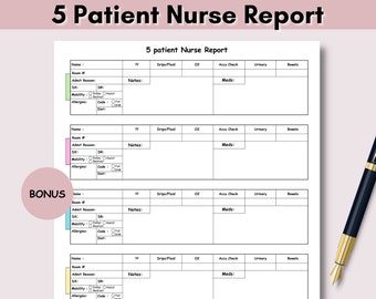 5 Patient Report Sheet Patient Report Sheet Printable,Nursing Med Surg Report Sheet Nurse Brain Sheet ICU Nursing Handoff New Grad Rn Report