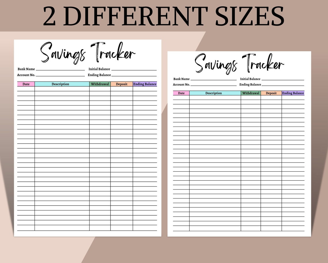 Editable Savings Tracker Savings Log Printable Savings - Etsy