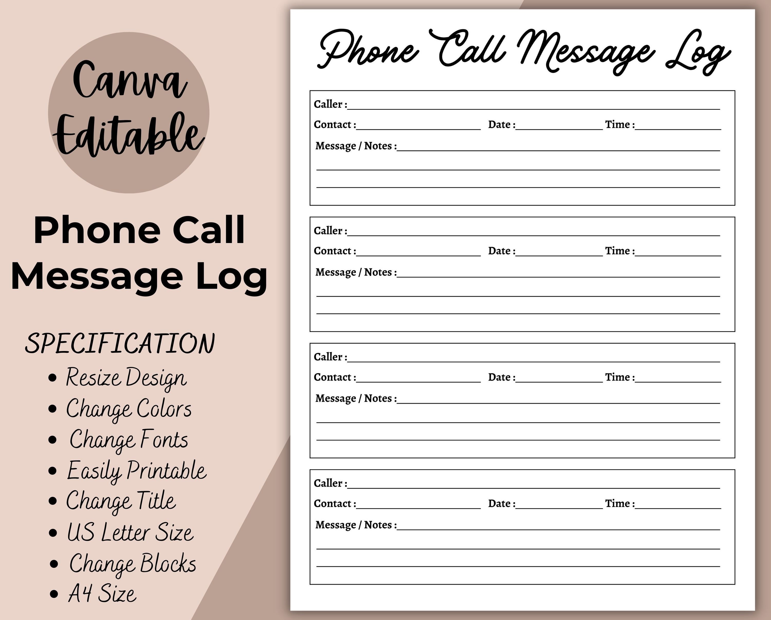 phone-call-message-log-editable-fillable-telephone-template-etsy