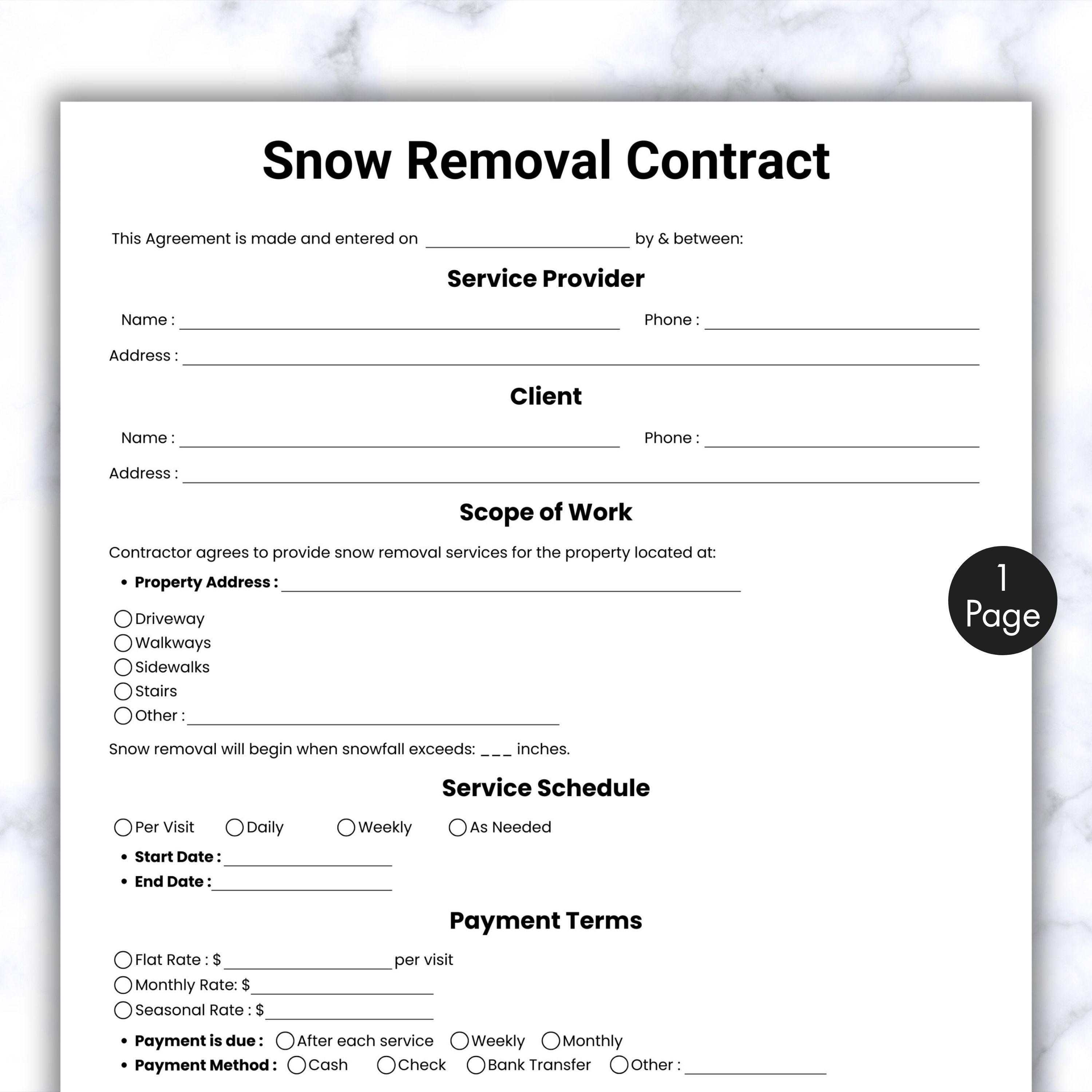 Image 3 for Free Snow Plowing Contract Templates