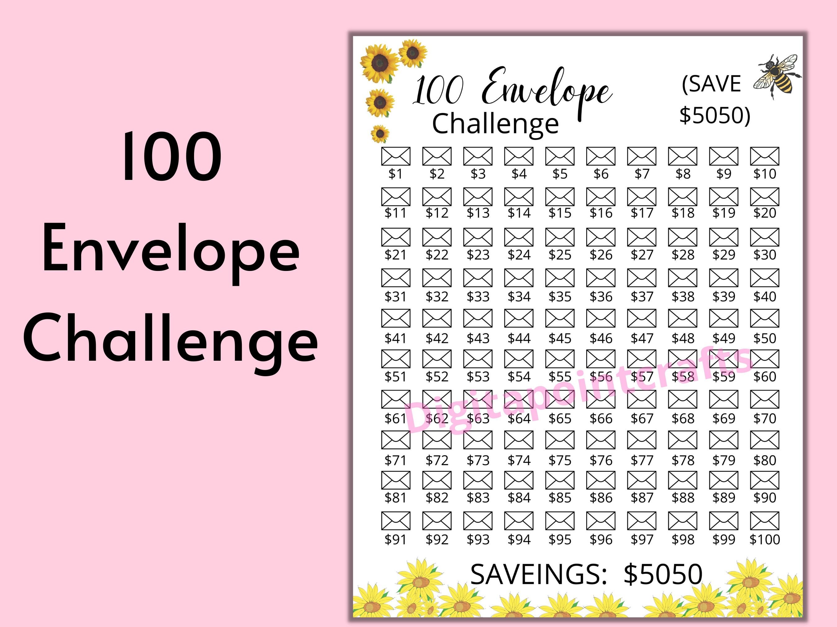 100 ENVELOPE CHALLENGE PRINTABLE Money Savings Tracker Etsy