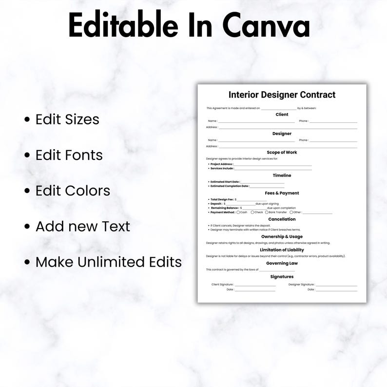 Simple Interior Designer Contract, One Page Interior Decorating Form ...