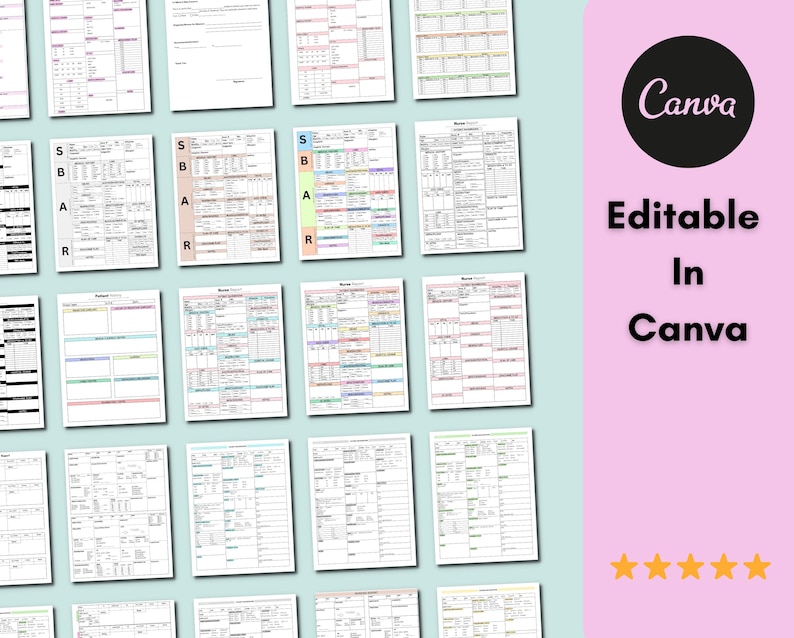May include: A set of 12 printable planner pages in a light blue, pink, and green colour scheme. The pages are designed for use with Canva and feature a variety of layouts and sections for planning, scheduling, and tracking goals. The pages are labelled with the letters S, B, A, and R, which may stand for "Schedule", "Brain Dump", "Action", and "Review".