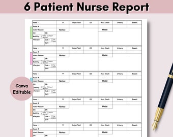 6 Patient Report Sheet Nursing Med Surg Report Sheet Nurse Brain Sheet ICU Nursing Handoff New Grad Rn Report Patient Report Sheet Printable