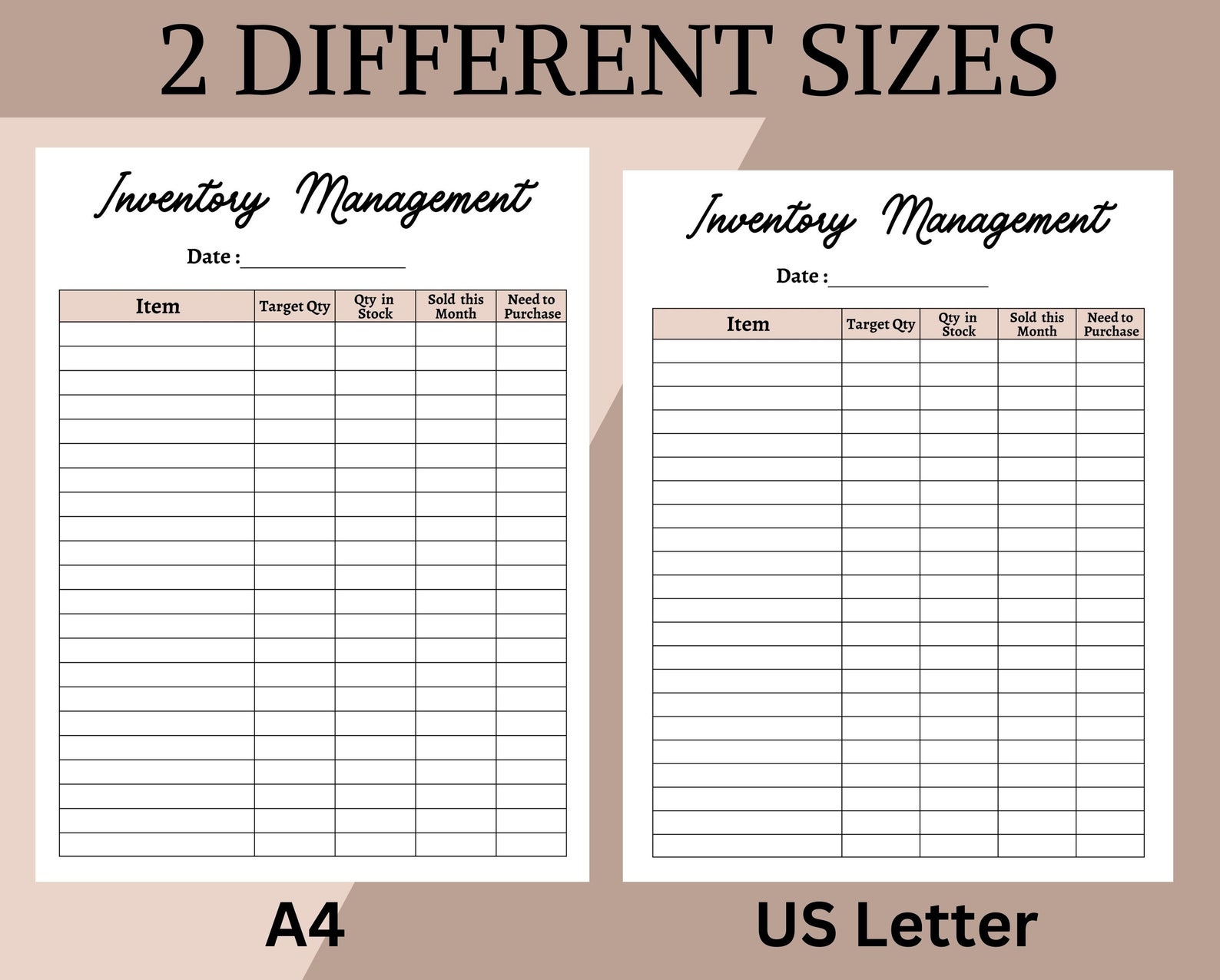 Editable Inventory Management, Inventory Checklist Sheet, Small ...