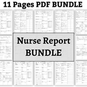 Nurse Report Bundle, Printable 11 pages Nursing Brain, Icu Nurse, Med Surg, Patient Log, Day or Night Shift, Patient Assessment
