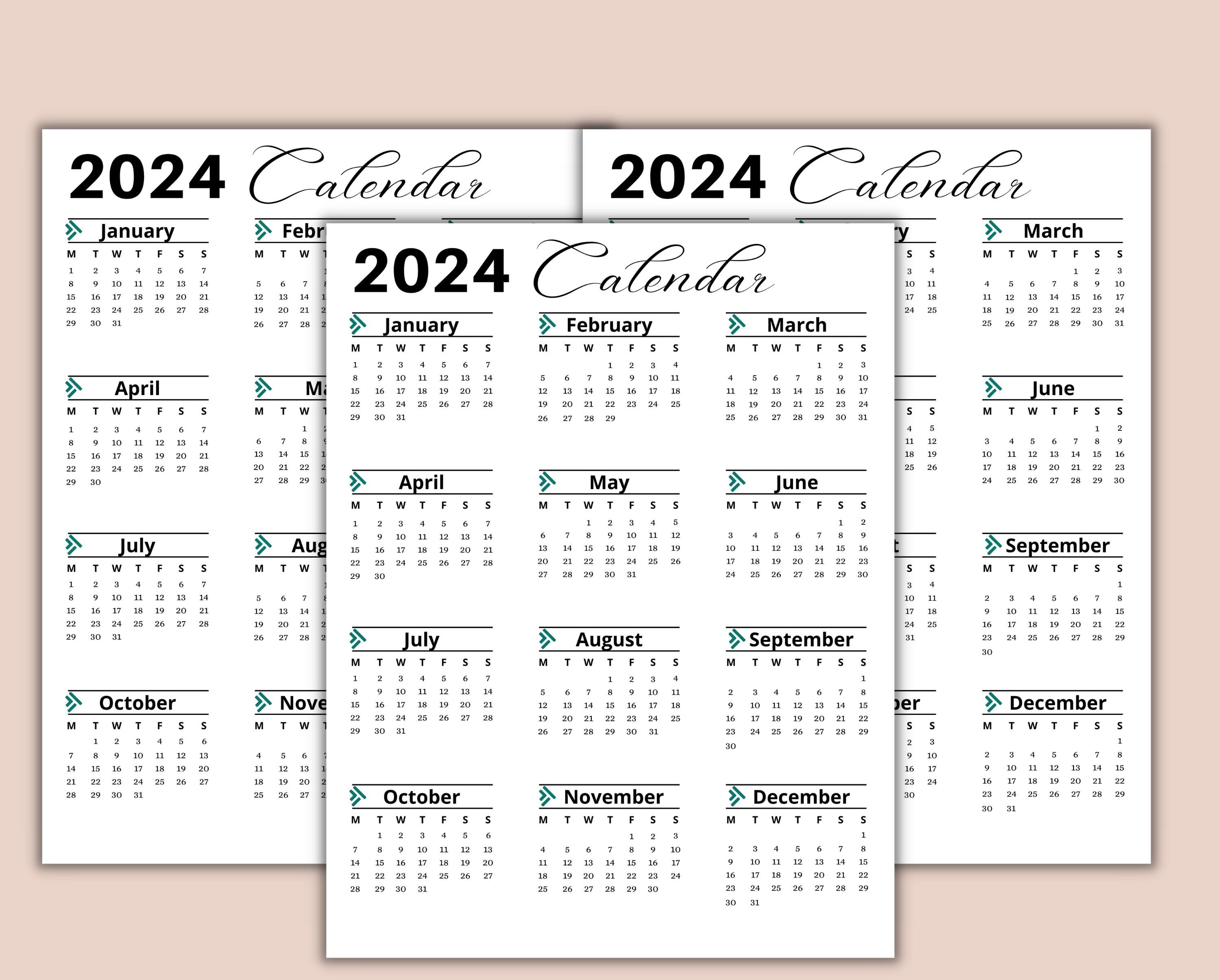 2024 calendar 2024 large calendar 2024 printable wall etsy
